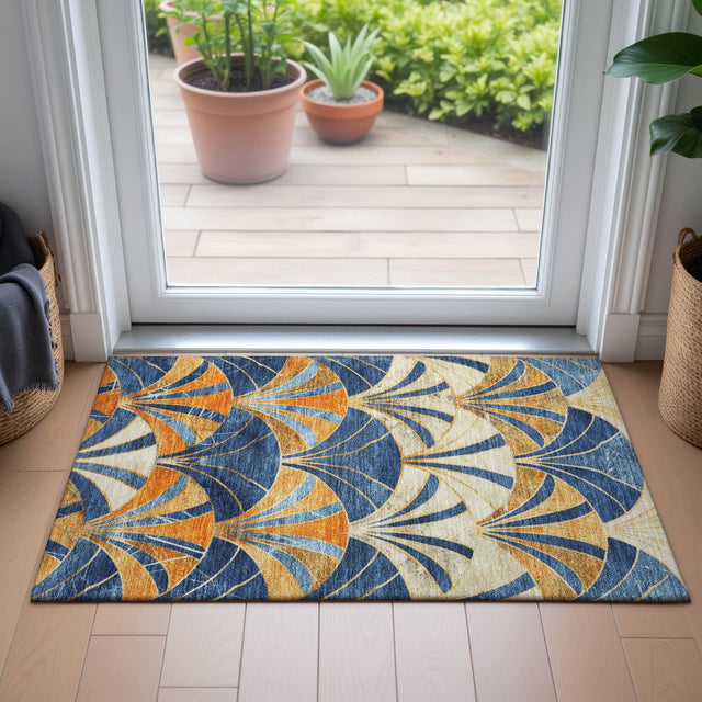 Addison Chantille ACN2178 Geometric Machine Made Transitional Blue Rug