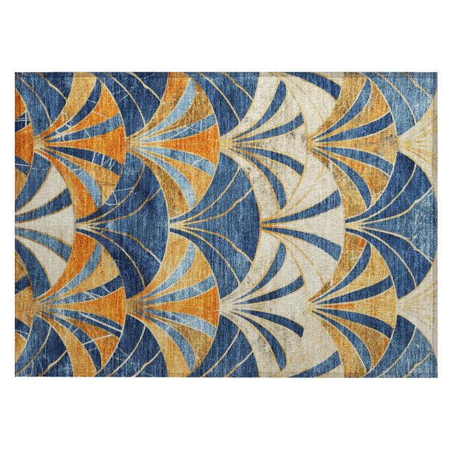 Addison Chantille ACN2178 Geometric Machine Made Transitional Blue Rug