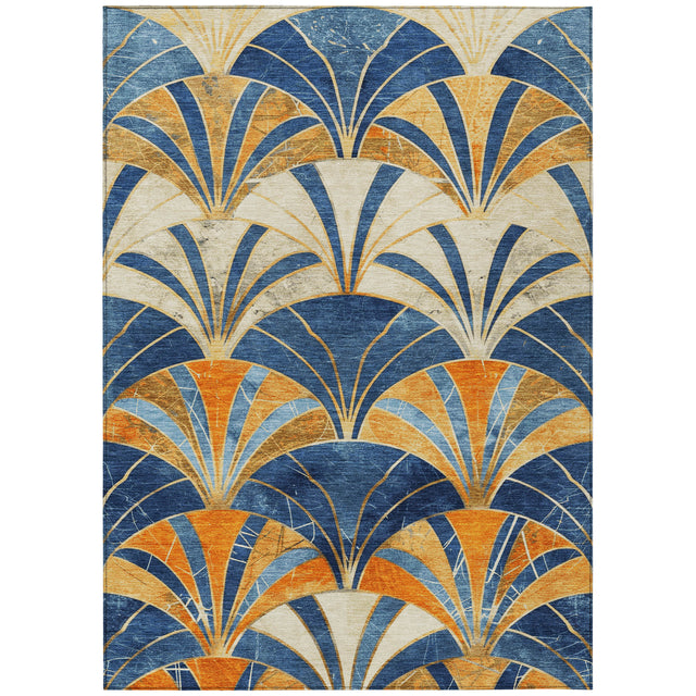 Addison Chantille ACN2178 Geometric Machine Made Transitional Blue Rug