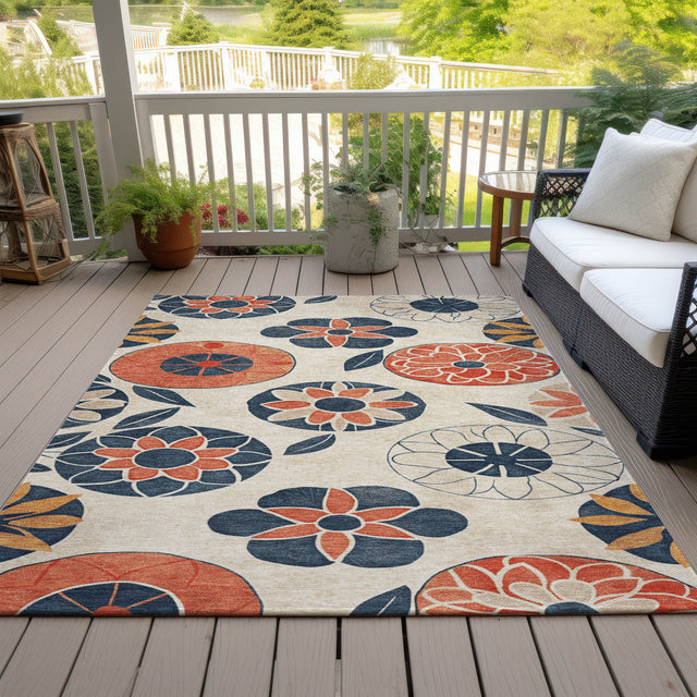 Addison Chantille ACN2179 Floral Machine Made Transitional Beige Rug