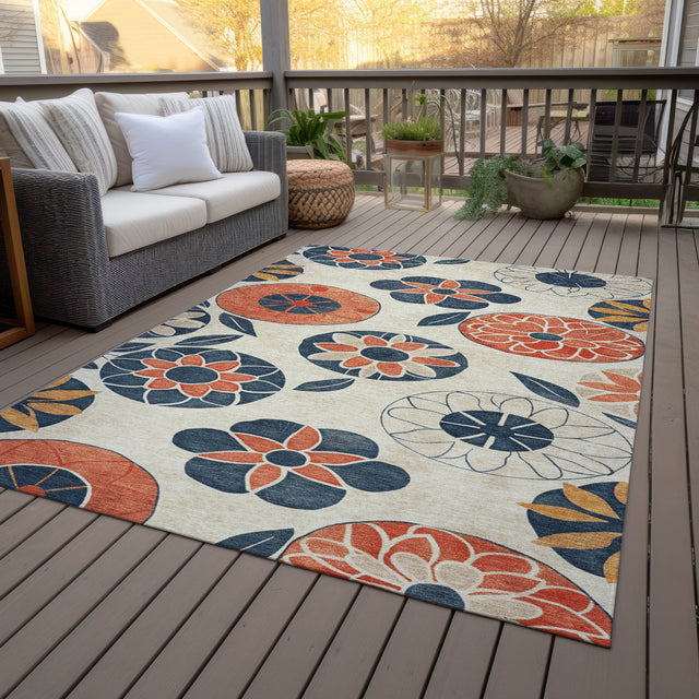 Addison Chantille ACN2179 Floral Machine Made Transitional Beige Rug