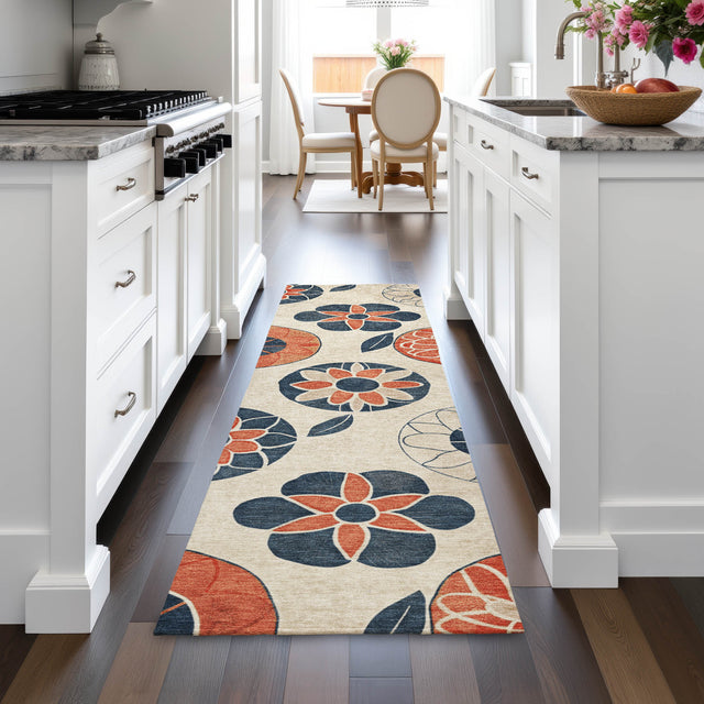 Addison Chantille ACN2179 Floral Machine Made Transitional Beige Rug