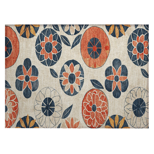 Addison Chantille ACN2179 Floral Machine Made Transitional Beige Rug