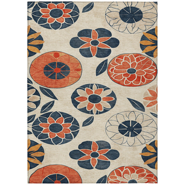 Addison Chantille ACN2179 Floral Machine Made Transitional Beige Rug