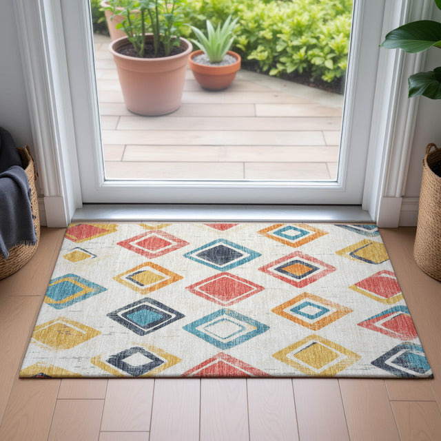 Addison Chantille ACN2180 Geometric Machine Made Transitional Ivory Rug