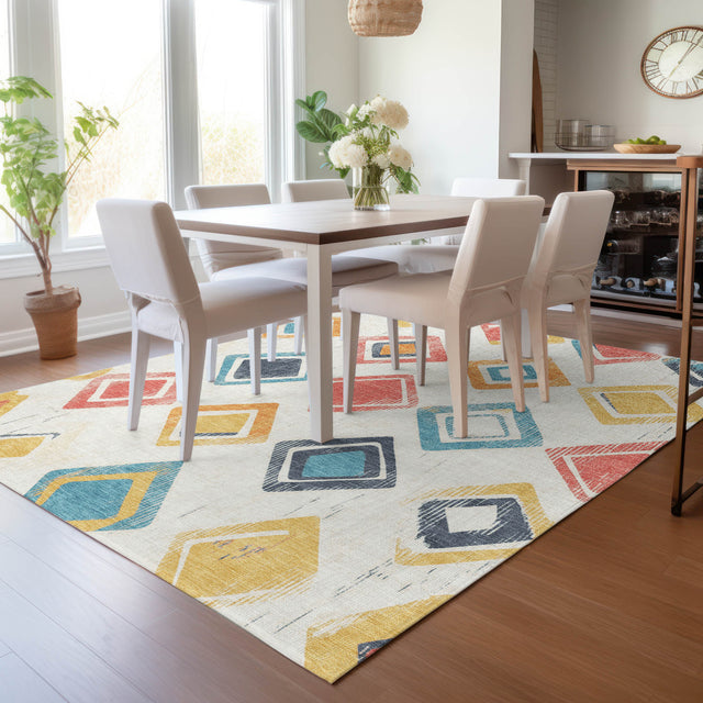 Addison Chantille ACN2180 Geometric Machine Made Transitional Ivory Rug