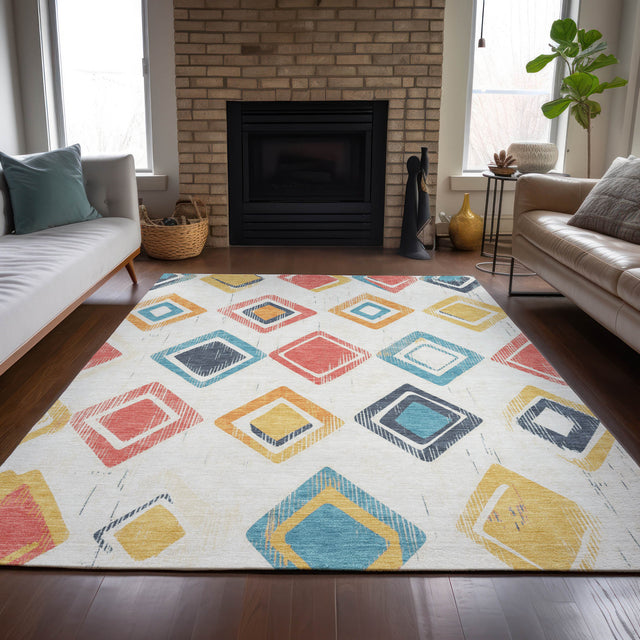 Addison Chantille ACN2180 Geometric Machine Made Transitional Ivory Rug