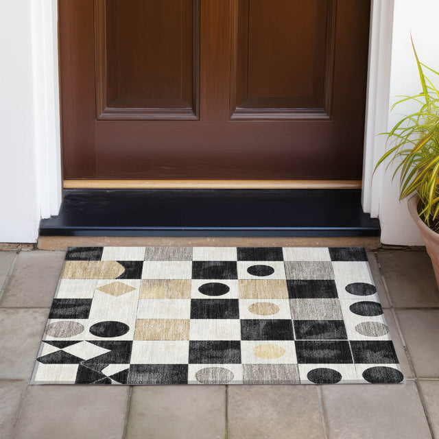 Addison Chantille ACN2181 Geometric Machine Made Transitional Black Rug