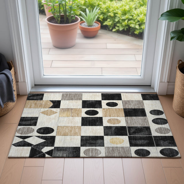 Addison Chantille ACN2181 Geometric Machine Made Transitional Black Rug