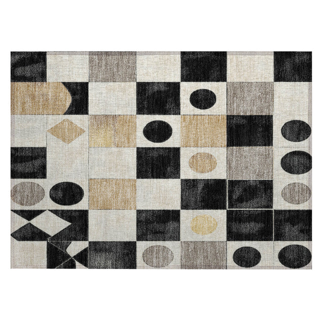 Addison Chantille ACN2181 Geometric Machine Made Transitional Black Rug
