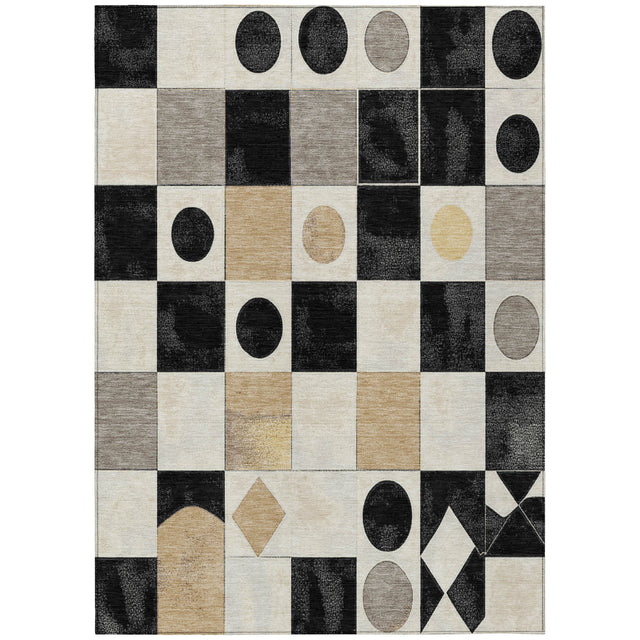 Addison Chantille ACN2181 Geometric Machine Made Transitional Black Rug