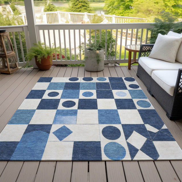 Addison Chantille ACN2181 Geometric Machine Made Transitional Blue Rug