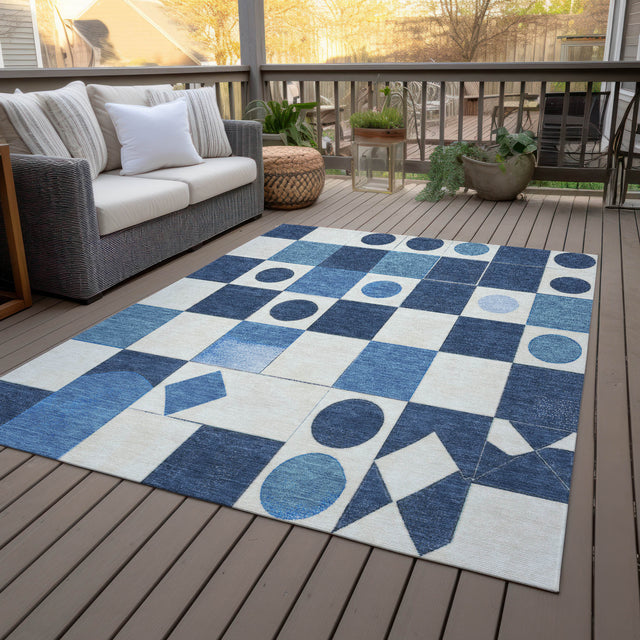 Addison Chantille ACN2181 Geometric Machine Made Transitional Blue Rug
