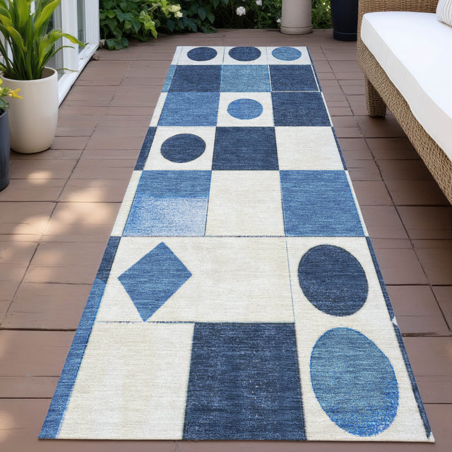 Addison Chantille ACN2181 Geometric Machine Made Transitional Blue Rug