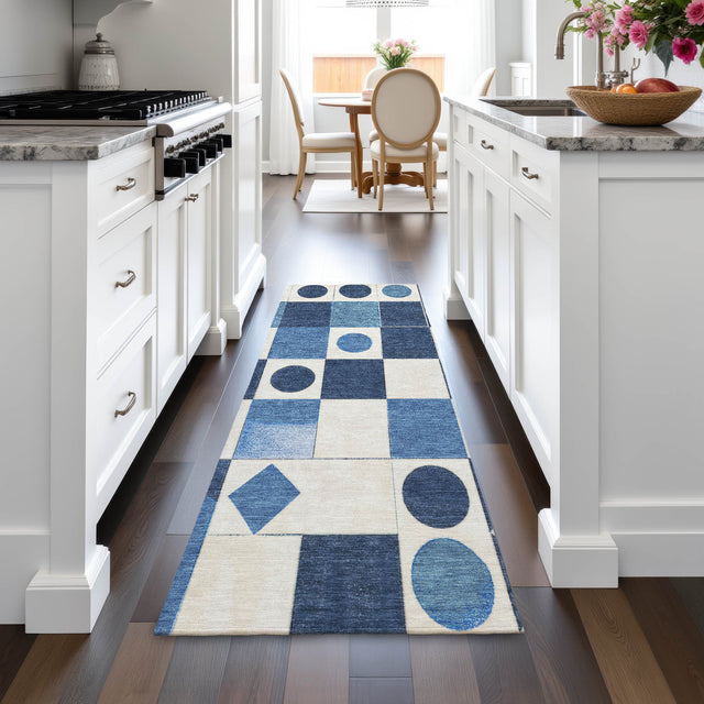 Addison Chantille ACN2181 Geometric Machine Made Transitional Blue Rug