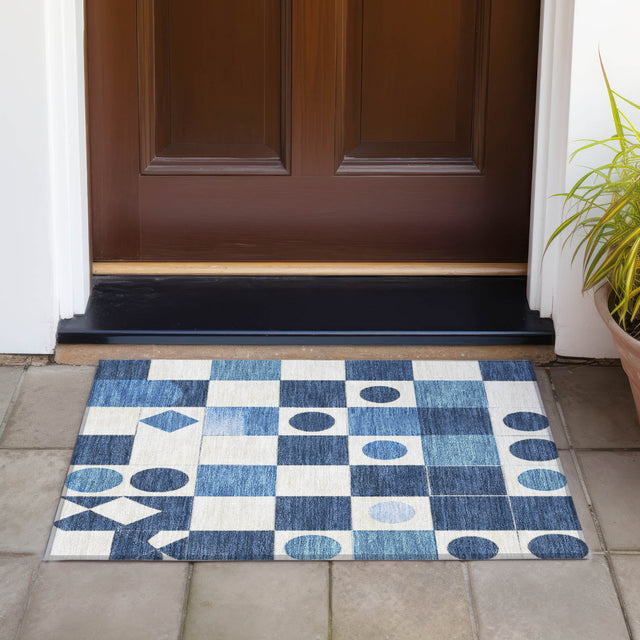 Addison Chantille ACN2181 Geometric Machine Made Transitional Blue Rug