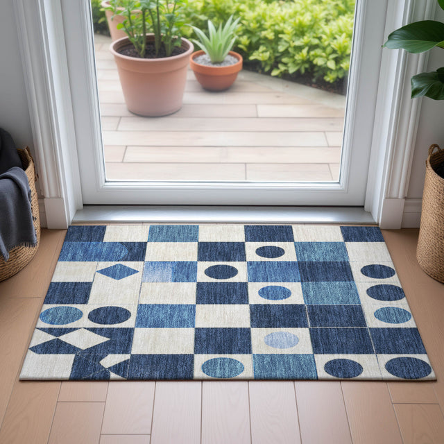 Addison Chantille ACN2181 Geometric Machine Made Transitional Blue Rug