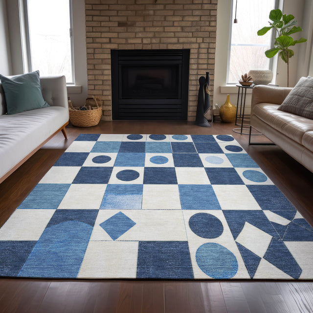 Addison Chantille ACN2181 Geometric Machine Made Transitional Blue Rug