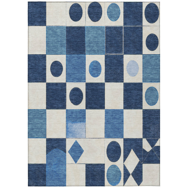 Addison Chantille ACN2181 Geometric Machine Made Transitional Blue Rug