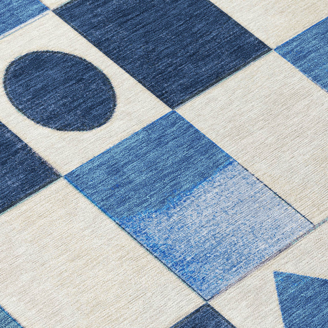 Addison Chantille ACN2181 Geometric Machine Made Transitional Blue Rug