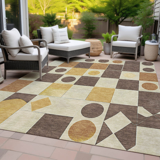 Addison Chantille ACN2181 Geometric Machine Made Transitional Brown Rug