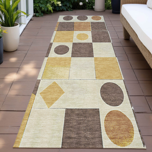 Addison Chantille ACN2181 Geometric Machine Made Transitional Brown Rug