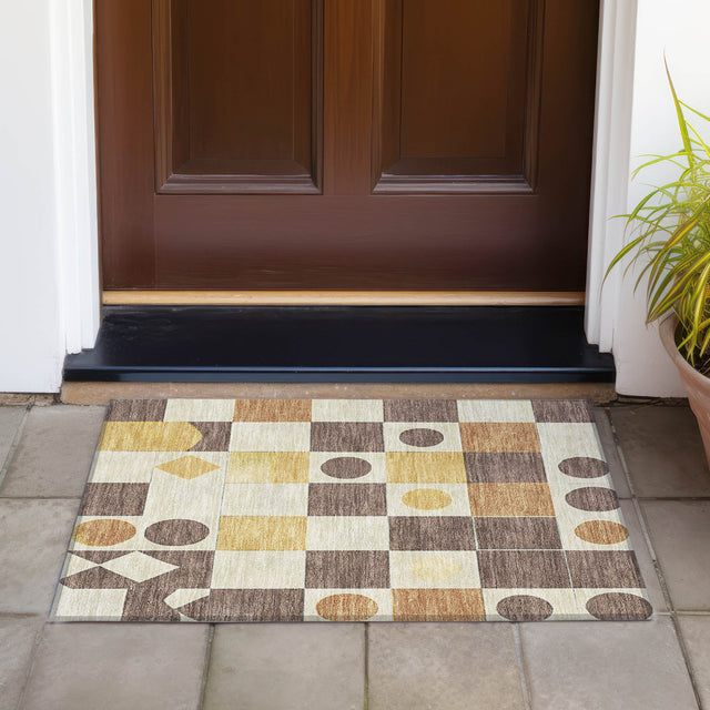 Addison Chantille ACN2181 Geometric Machine Made Transitional Brown Rug