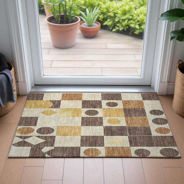 Addison Chantille ACN2181 Geometric Machine Made Transitional Brown Rug