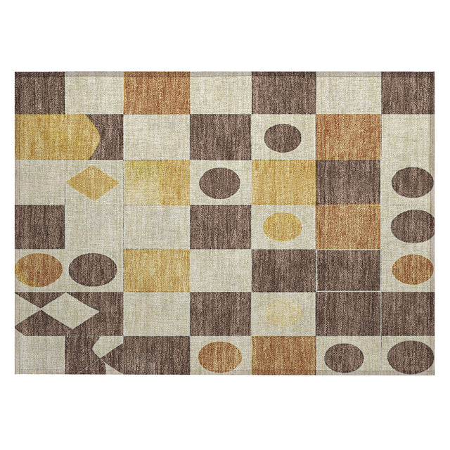 Addison Chantille ACN2181 Geometric Machine Made Transitional Brown Rug