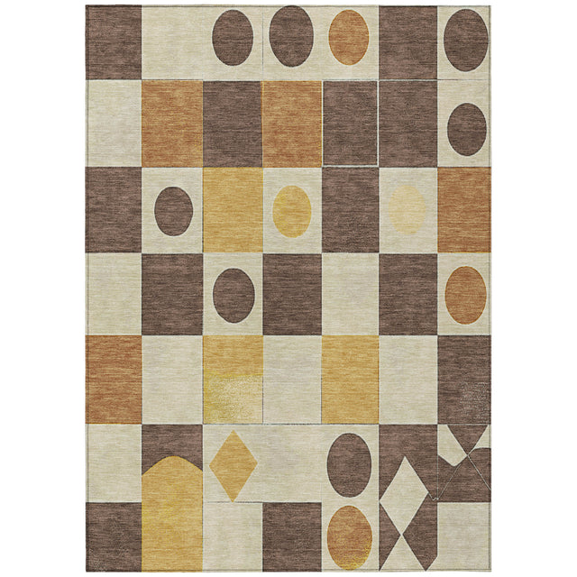 Addison Chantille ACN2181 Geometric Machine Made Transitional Brown Rug