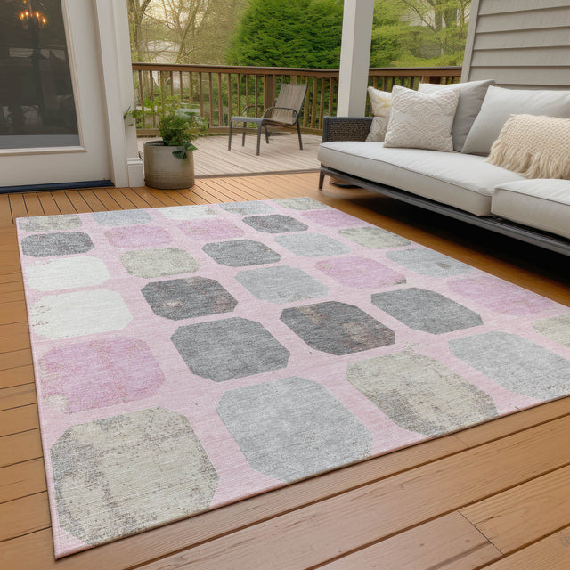 Addison Chantille ACN2182 Geometric Machine Made Transitional Pink Rug
