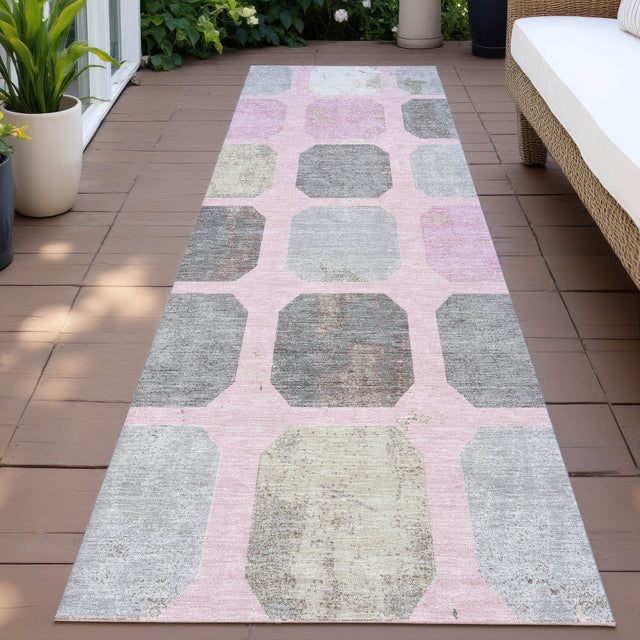 Addison Chantille ACN2182 Geometric Machine Made Transitional Pink Rug
