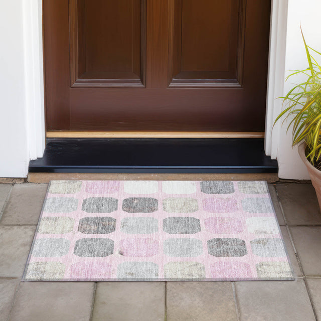 Addison Chantille ACN2182 Geometric Machine Made Transitional Pink Rug