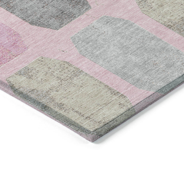 Addison Chantille ACN2182 Geometric Machine Made Transitional Pink Rug