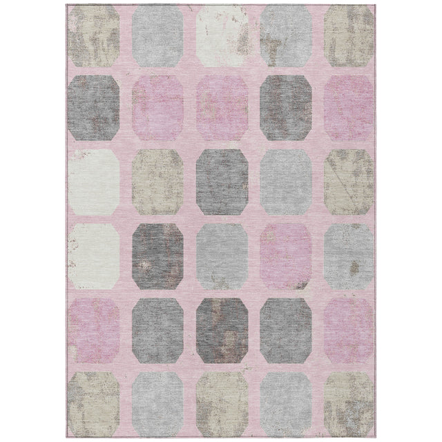 Addison Chantille ACN2182 Geometric Machine Made Transitional Pink Rug