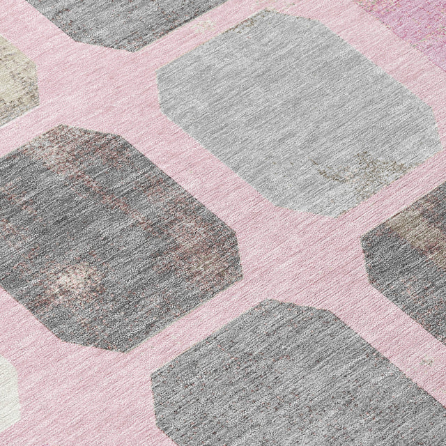 Addison Chantille ACN2182 Geometric Machine Made Transitional Pink Rug