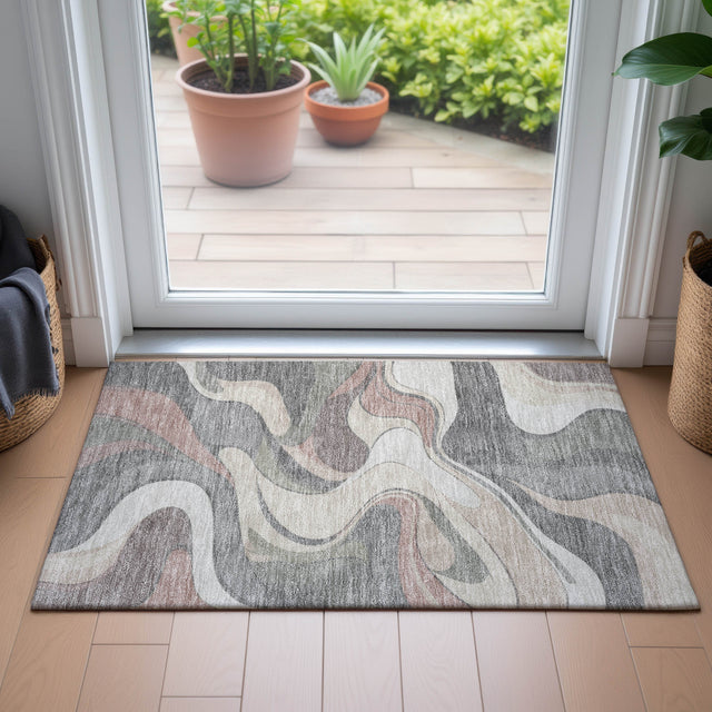 Addison Chantille ACN2183 Swirls Machine Made Transitional Beige Rug