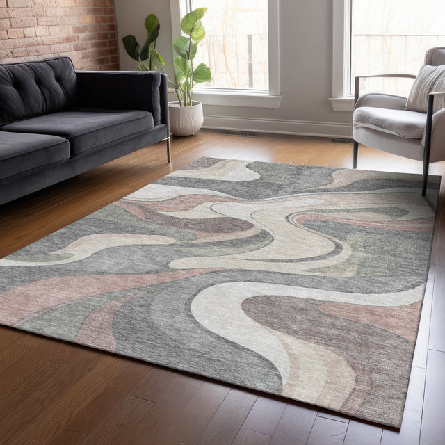 Addison Chantille ACN2183 Swirls Machine Made Transitional Beige Rug