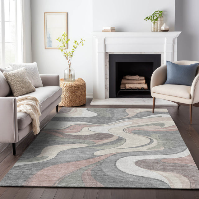 Addison Chantille ACN2183 Swirls Machine Made Transitional Beige Rug