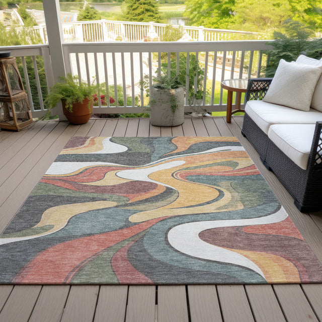 Addison Chantille ACN2183 Swirls Machine Made Transitional Gold Rug