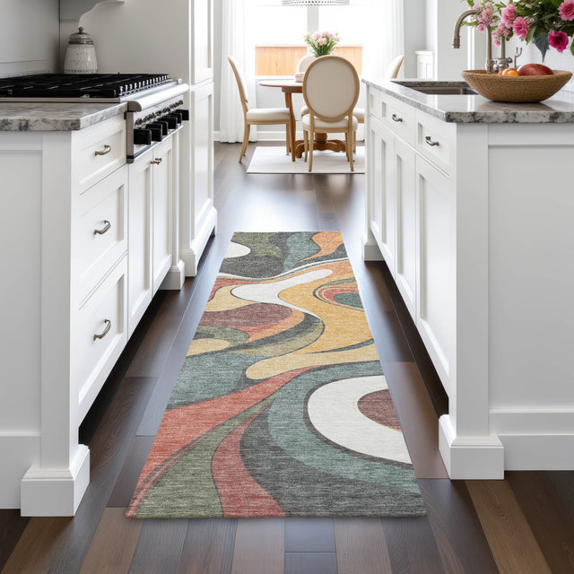 Addison Chantille ACN2183 Swirls Machine Made Transitional Gold Rug