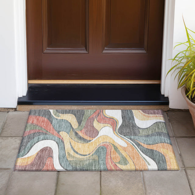 Addison Chantille ACN2183 Swirls Machine Made Transitional Gold Rug