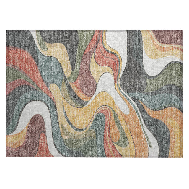 Addison Chantille ACN2183 Swirls Machine Made Transitional Gold Rug
