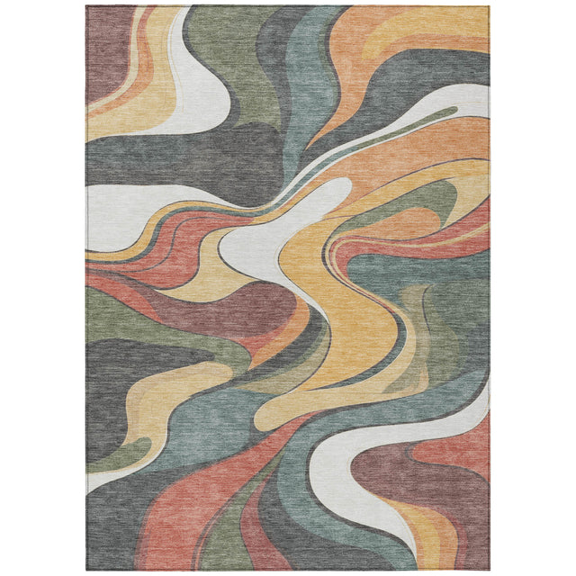 Addison Chantille ACN2183 Swirls Machine Made Transitional Gold Rug