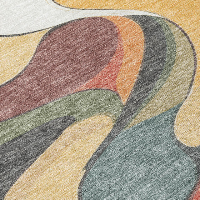 Addison Chantille ACN2183 Swirls Machine Made Transitional Gold Rug