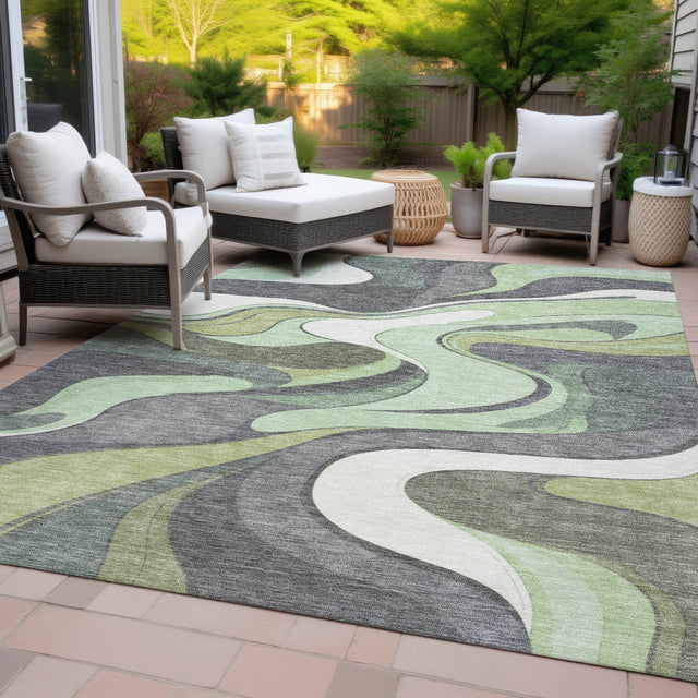 Addison Chantille ACN2183 Swirls Machine Made Transitional Green Rug