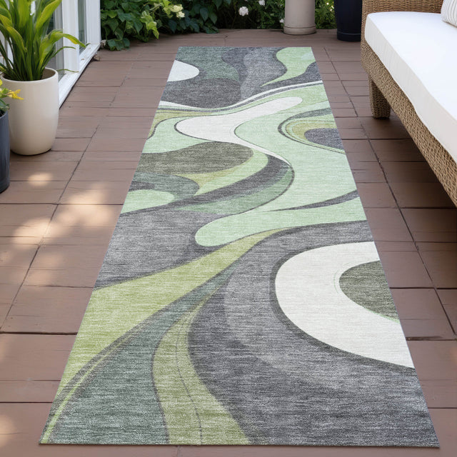 Addison Chantille ACN2183 Swirls Machine Made Transitional Green Rug