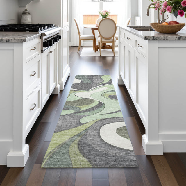 Addison Chantille ACN2183 Swirls Machine Made Transitional Green Rug