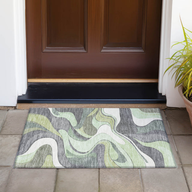 Addison Chantille ACN2183 Swirls Machine Made Transitional Green Rug