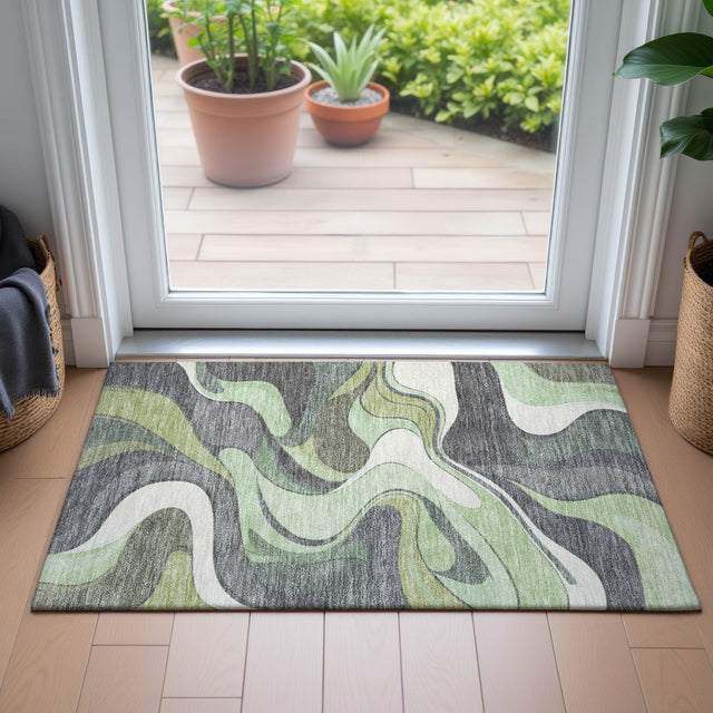 Addison Chantille ACN2183 Swirls Machine Made Transitional Green Rug